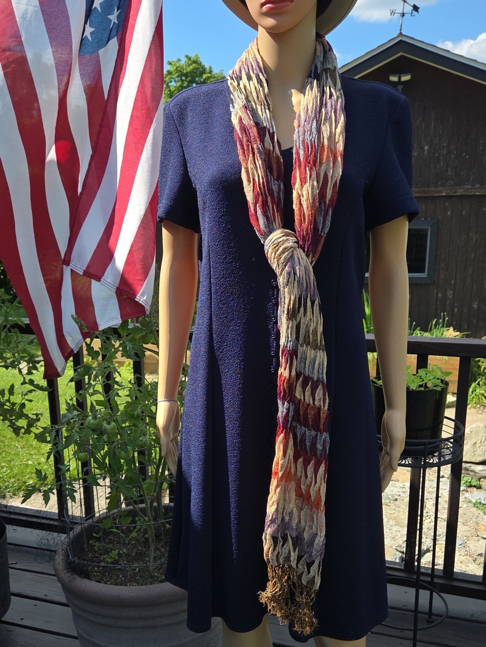 Multicolor Knit Scarf with Earth & Jewel Tones ☆ 6 Foot Long + Trim ☆ Beautiful